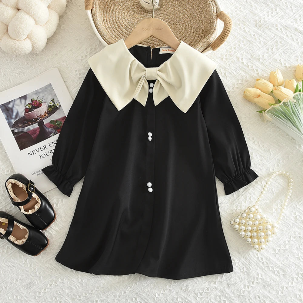 فستان بناتي خريفي بياقة بيتر بان