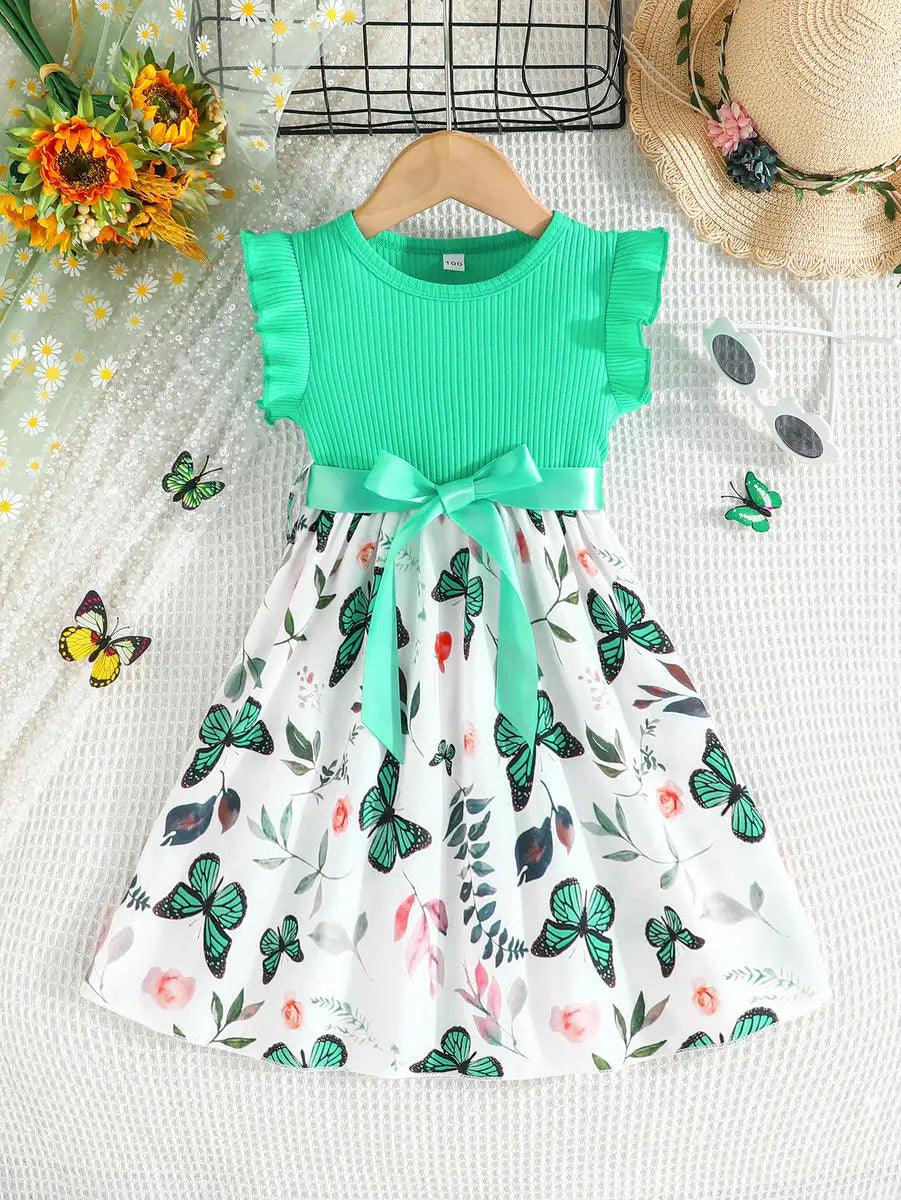 Trendy Baby Girl Clothes – Multicolor Butterfly Dress - Kid Zone