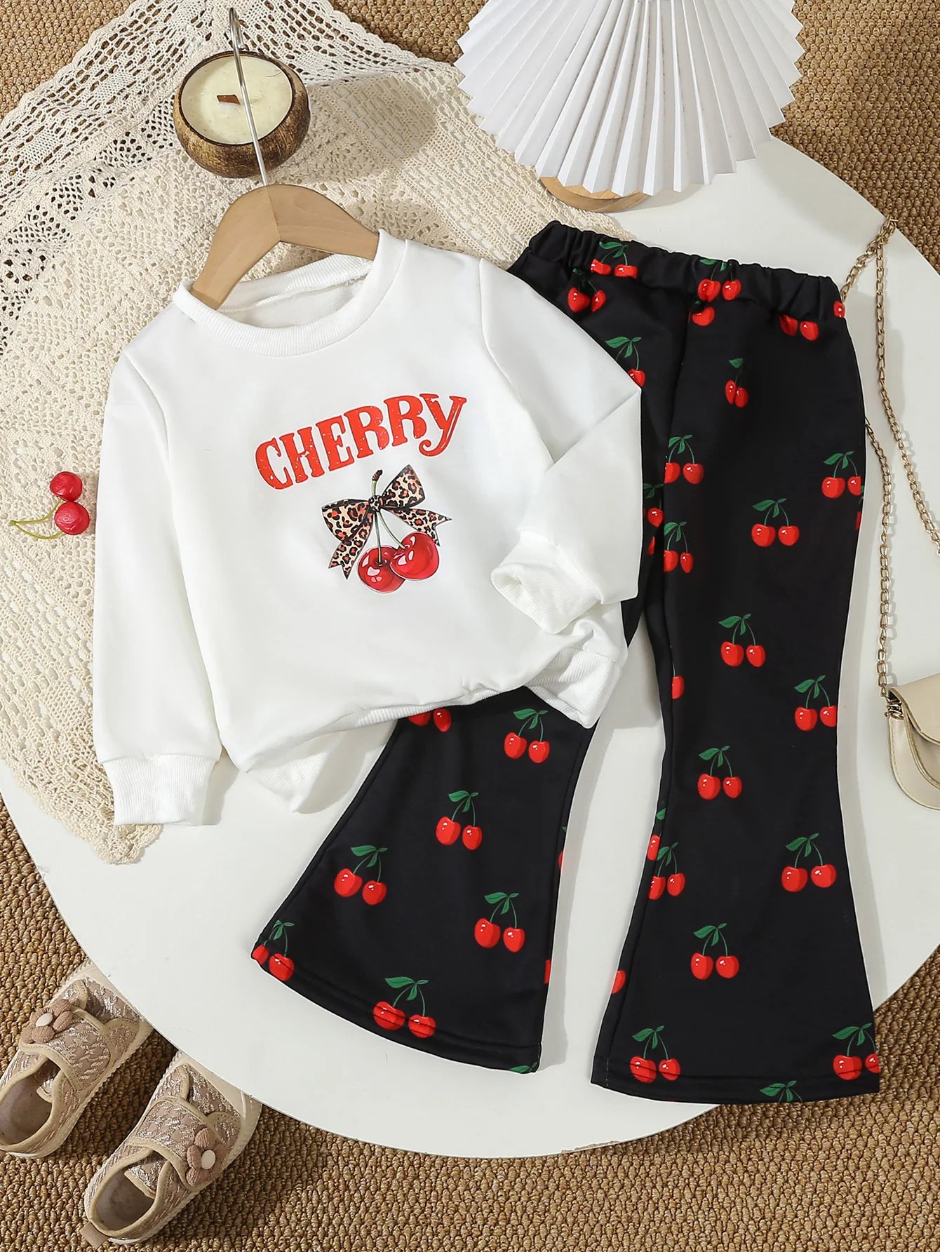 Baby Girl Winter Clothes – Cherry Print 2-Piece Set - Kid Zone