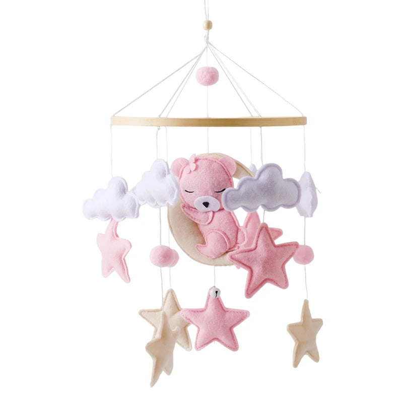 Dreamy Baby Wooden Crib Mobile – Soft Visual & Musical Hanging Toy for Newborns - Kid Zone