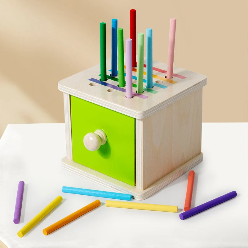 Montessori Wooden Stick Insertion & Color Sorting Box – Educational Fine Motor Learning Toy for Kids - Kid Zone