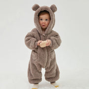 Baby Boy Winter Clothes – Warm Flannel Hooded Jumpsuit for Newborns & Infants - Kid Zone