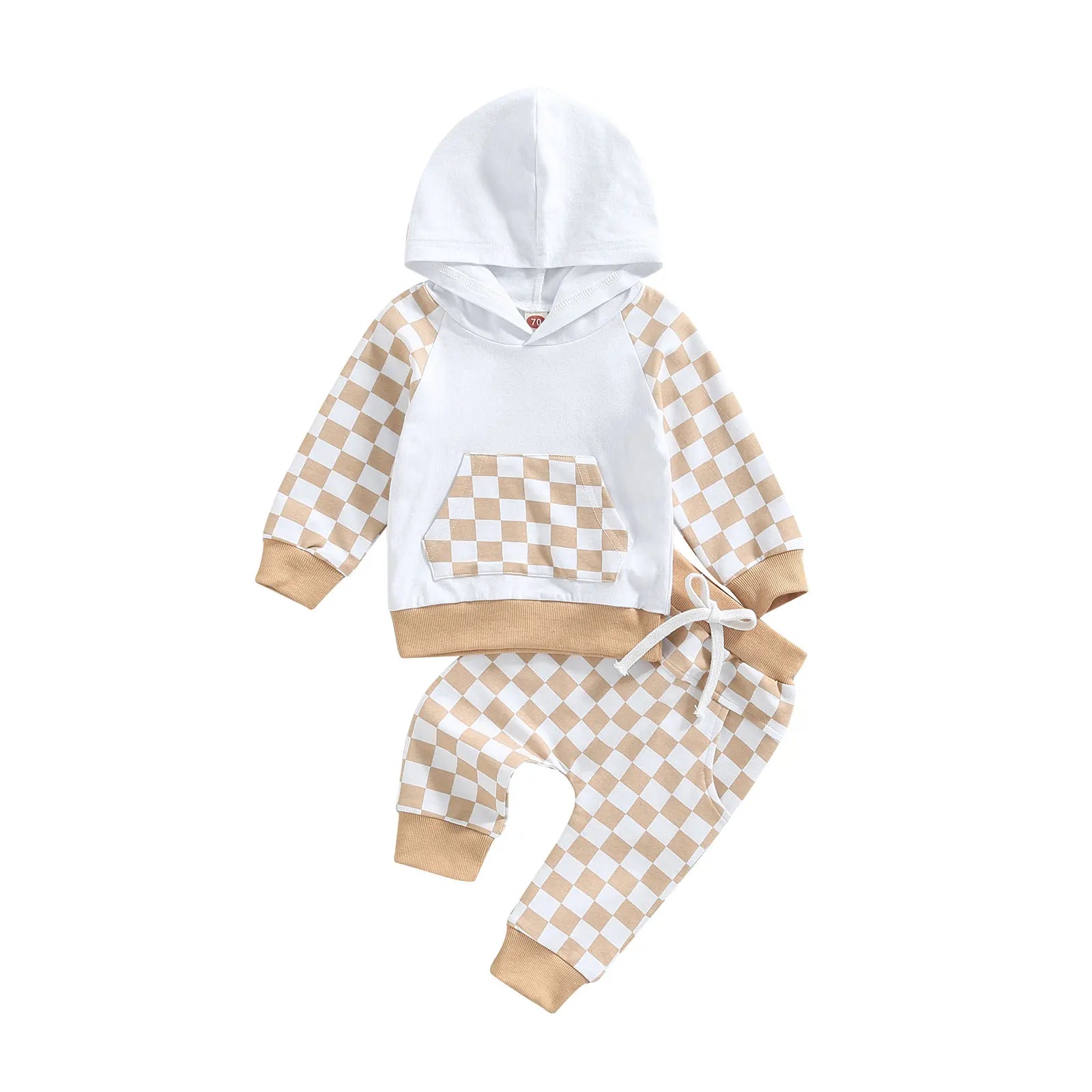 Baby Boy Winter Clothes – Long-Sleeve Plaid Hoodie 2-Piece Outfit - Kid Zone