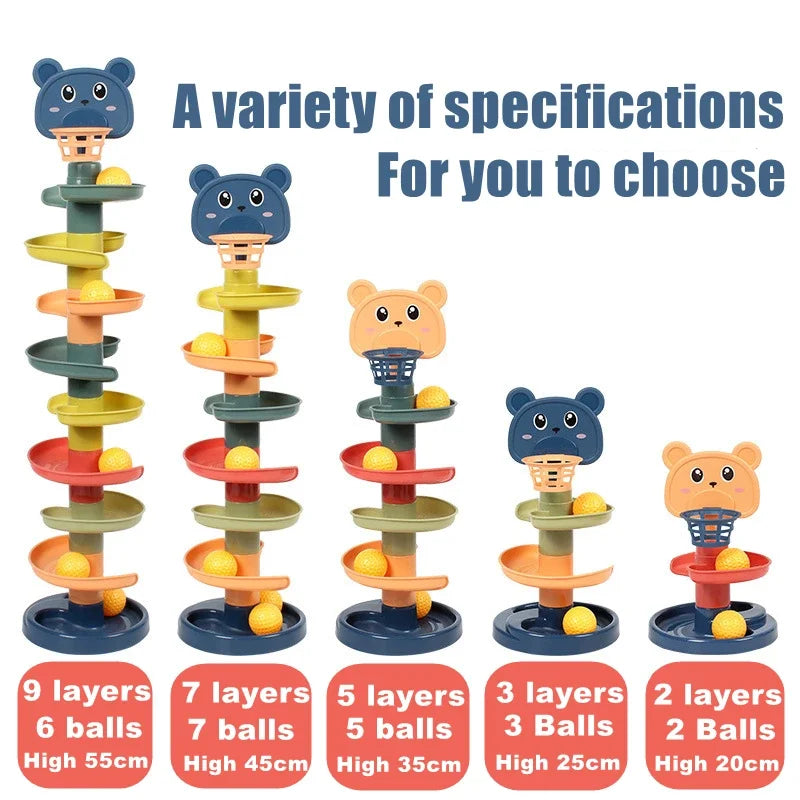 Montessori Ball Drop Tower – Rotating Track Development Toy for Toddlers - Kid Zone