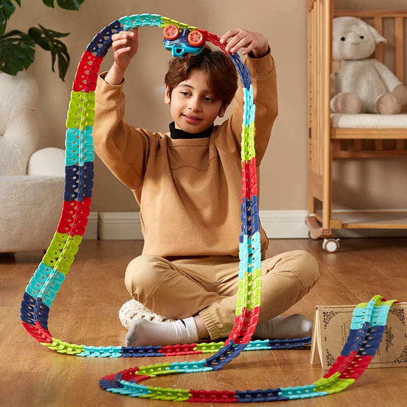 Buildable Racing Track Set – Interactive Car & Train Educational Playset for Kids - Kid Zone