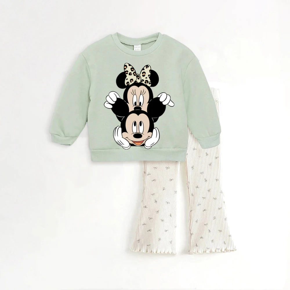 Baby Girl Spring Clothes – Long-Sleeve T-Shirt & Cartoon Leggings Set - Kid Zone