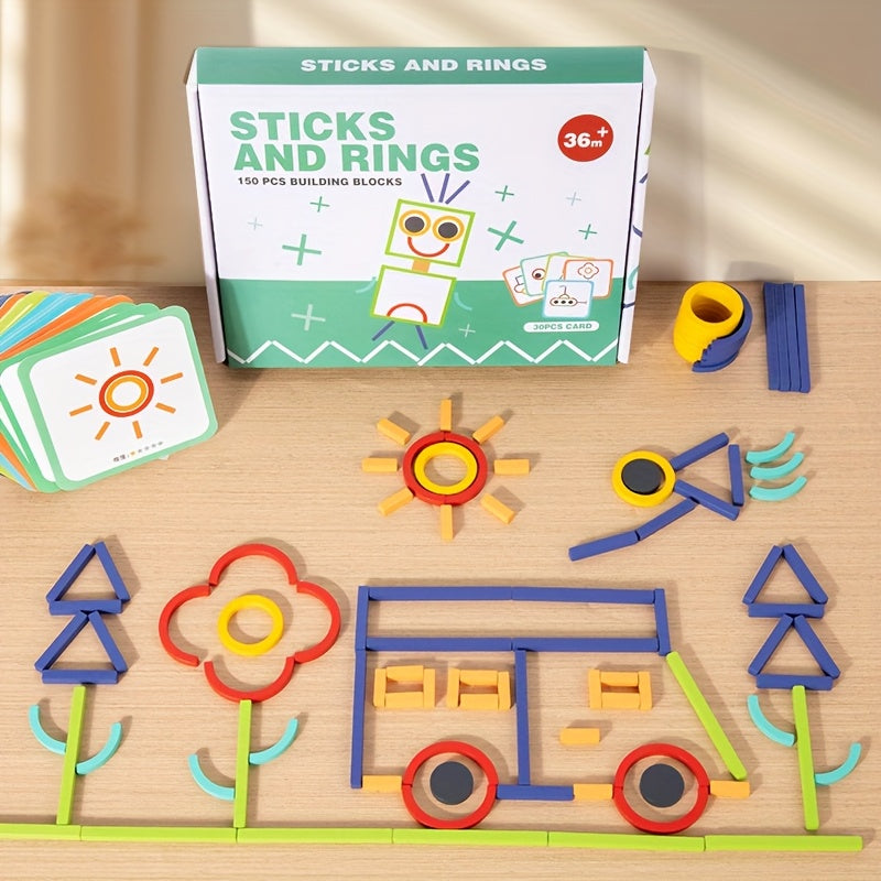 Creative Wooden Stick Puzzle – 150 Colorful Sticks - Kid Zone