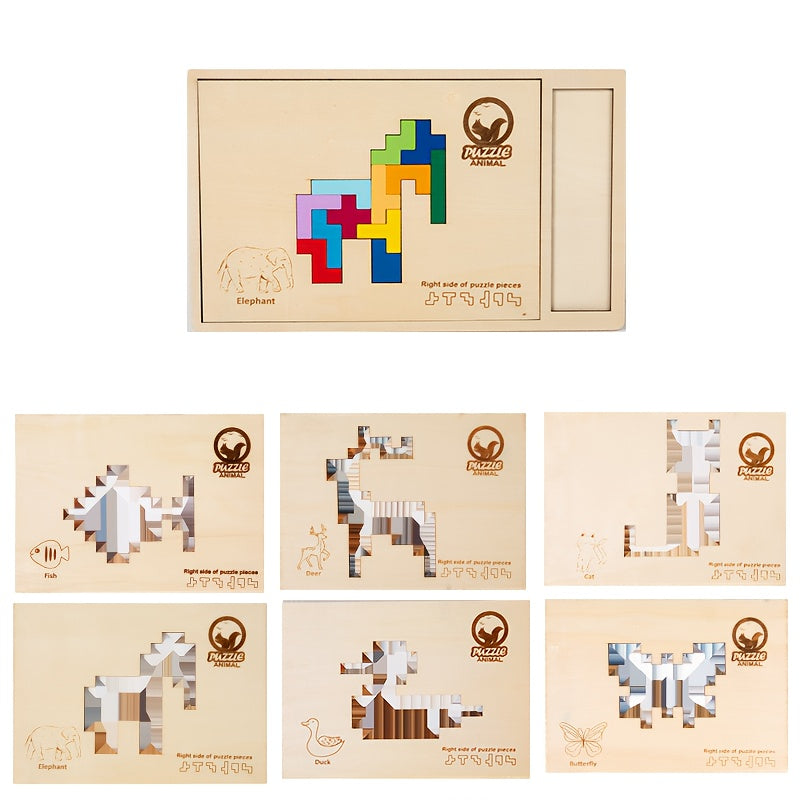 Educational Wooden Puzzle for Kids – Interlocking Building Pieces - Kid Zone