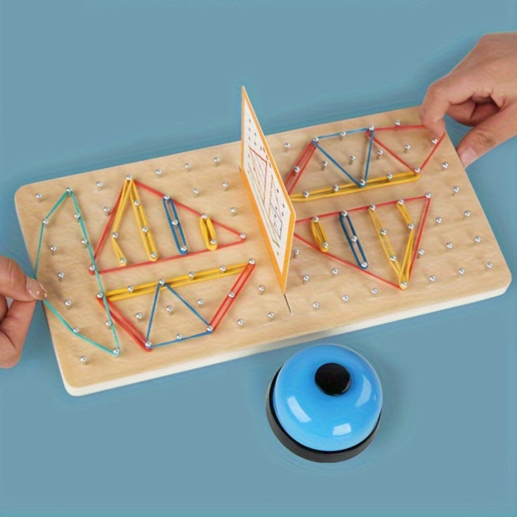 Wooden Geometric Shapes Board – Creative Logic Puzzle for Kids - Kid Zone