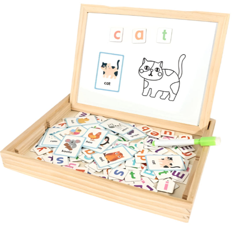 Montessori CVC Word Building Wooden Puzzle – Alphabet Learning & Early Spelling Toy - Kid Zone