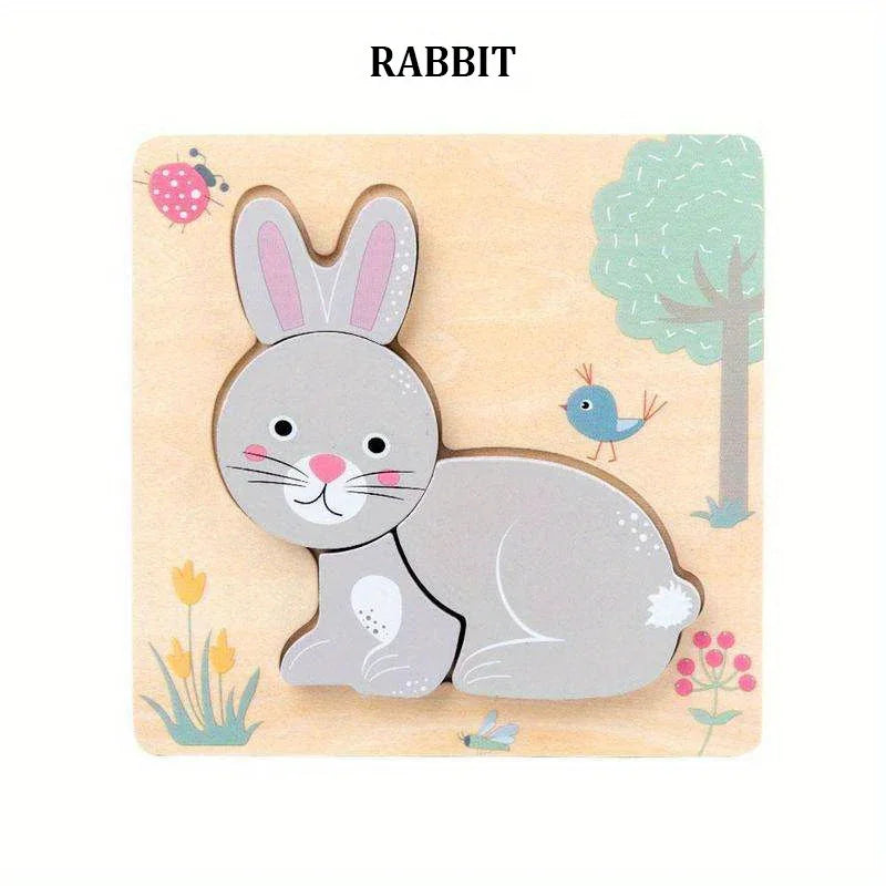 3D Wooden Animal Puzzles for Kids – Early Learning Brain Development Toy - Kid Zone