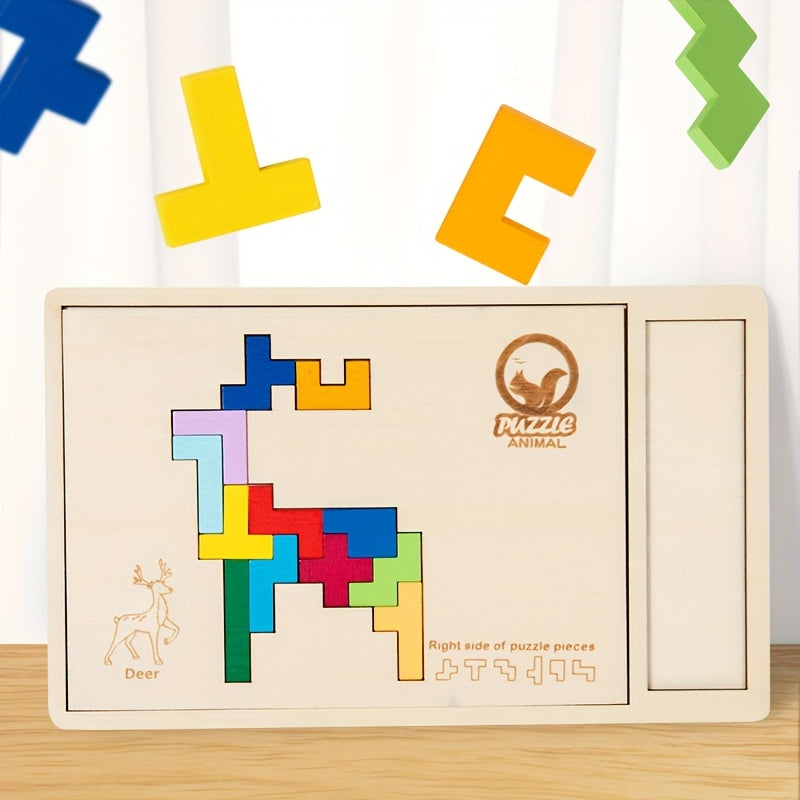 Educational Wooden Puzzle for Kids – Interlocking Building Pieces - Kid Zone