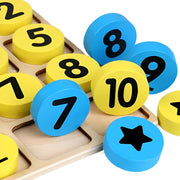 Montessori Wooden Counting Discs – 24 Colorful Math Tokens for Kids (Yellow & Blue) - Kid Zone