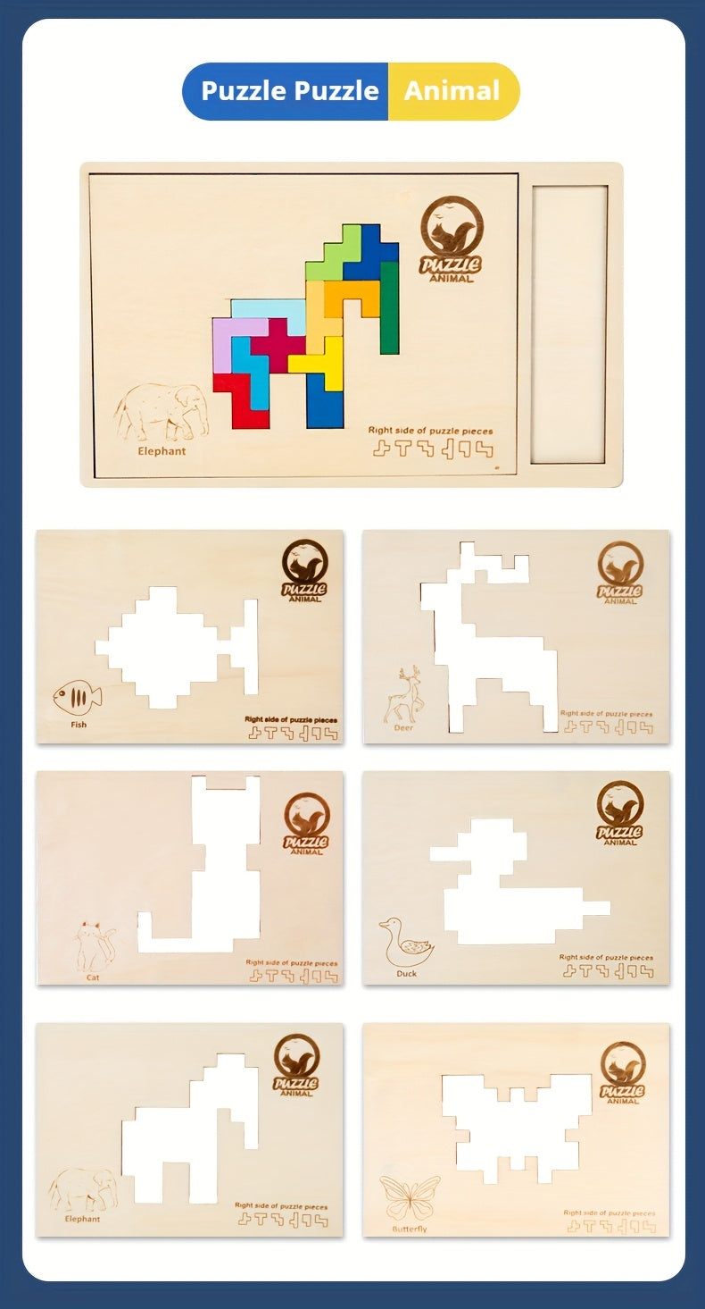 Educational Wooden Puzzle for Kids – Interlocking Building Pieces - Kid Zone