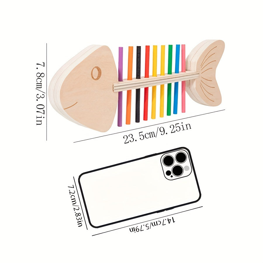 Montessori Wooden Fish Bone Puzzle – Early Learning Color & Counting Toy - Kid Zone