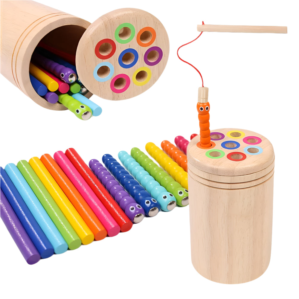 Wooden Sorting & Matching Game – Colorful Caterpillars and Sticks - Kid Zone