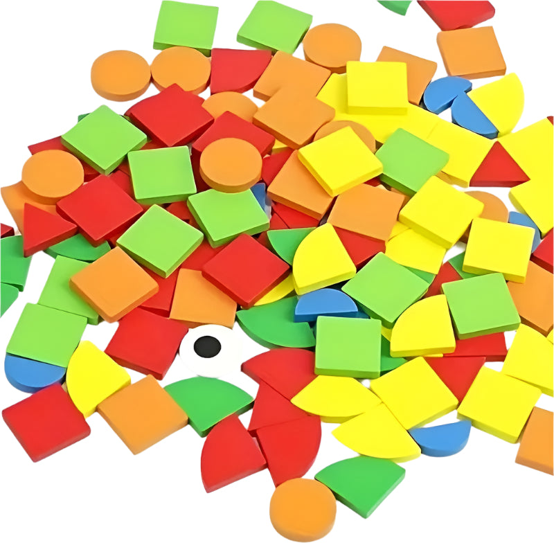 Complete Wooden Puzzle Set – 49 Grid Board + 20 Double-Sided Cards + 120 Colorful Pieces - Kid Zone