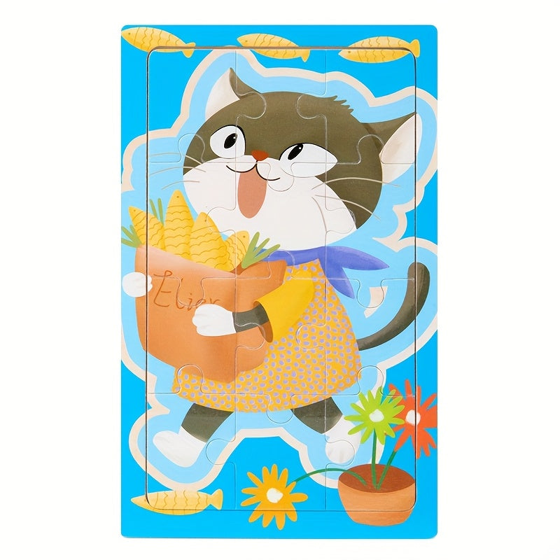 Cartoon Animal Puzzle Set – 12-Piece Early Learning Board - Kid Zone