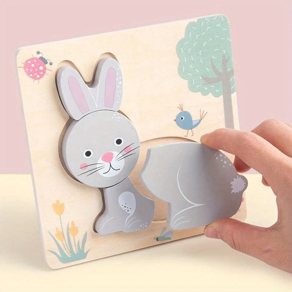 3D Wooden Animal Puzzles for Kids – Early Learning Brain Development Toy - Kid Zone