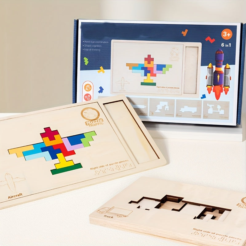 Educational Wooden Puzzle for Kids – Interlocking Building Pieces - Kid Zone