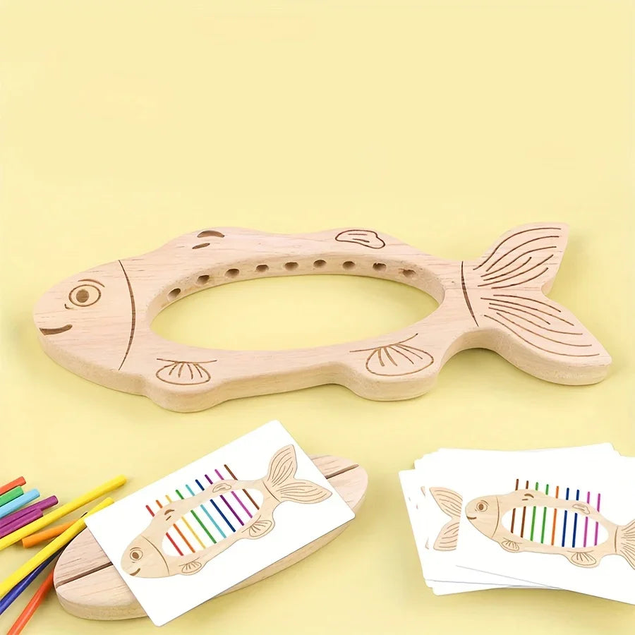 Wooden Kids Puzzle Toy – Colorful Fish Skeleton Montessori Educational Toy - Kid Zone