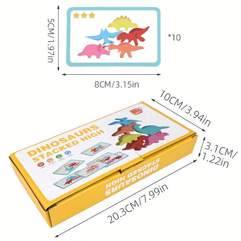 Colorful Dinosaur Stacking Game – Wooden Balance Challenge for Kids & Parents - Kid Zone