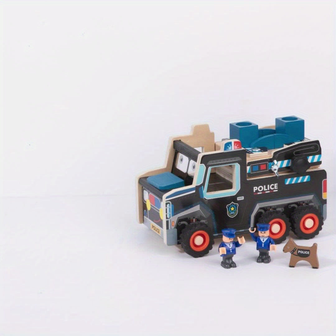Montessori Wooden Police Car Take-Apart Toy – Construction, Problem-Solving & Fine Motor Skills Playset - Kid Zone