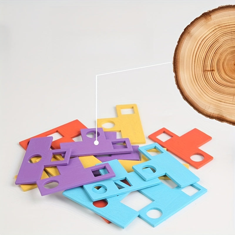 Wooden T-Puzzle Brain Teaser – 3D Logic Challenge for Kids & Adults - Kid Zone
