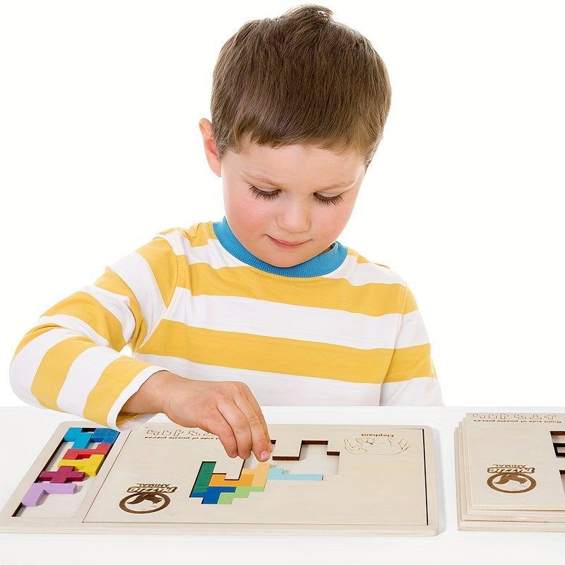 Educational Wooden Puzzle for Kids – Interlocking Building Pieces - Kid Zone