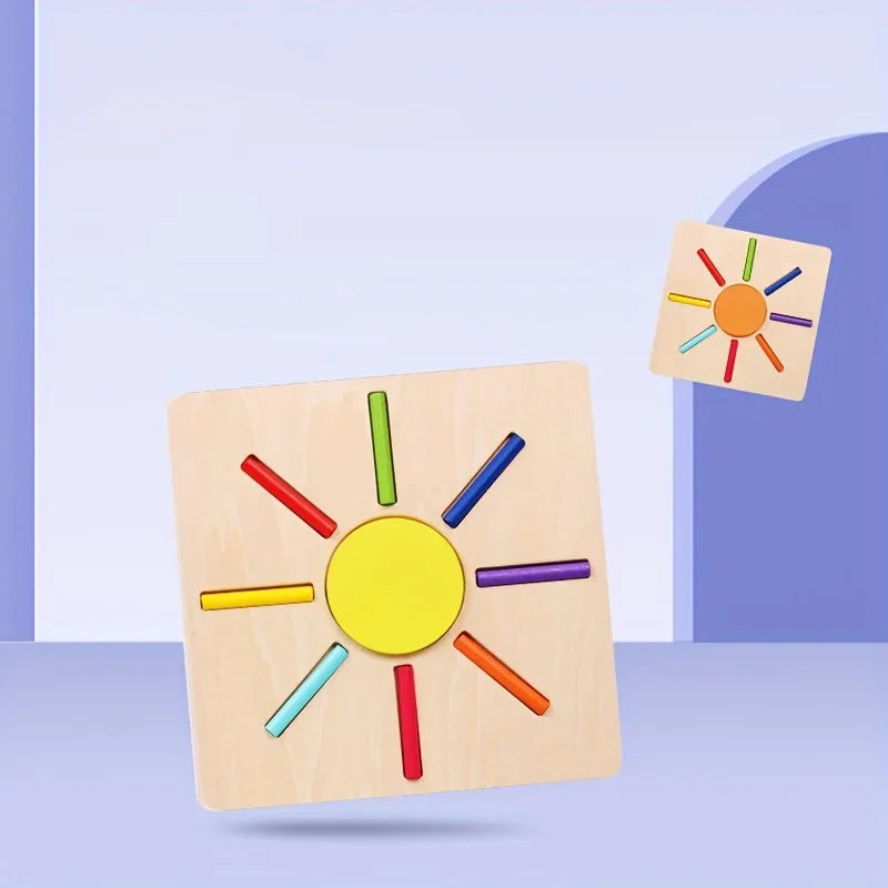 Wooden Educational Sun Puzzle for Kids – Color Sorting & Learning Toy - Kid Zone