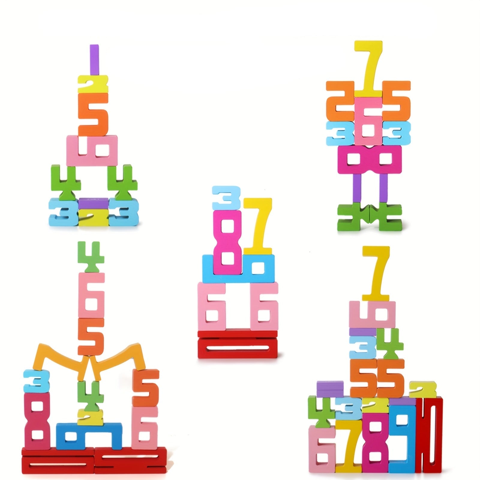 Creative Wooden Tower Building Blocks – 54 Colorful Pieces for Kids - Kid Zone