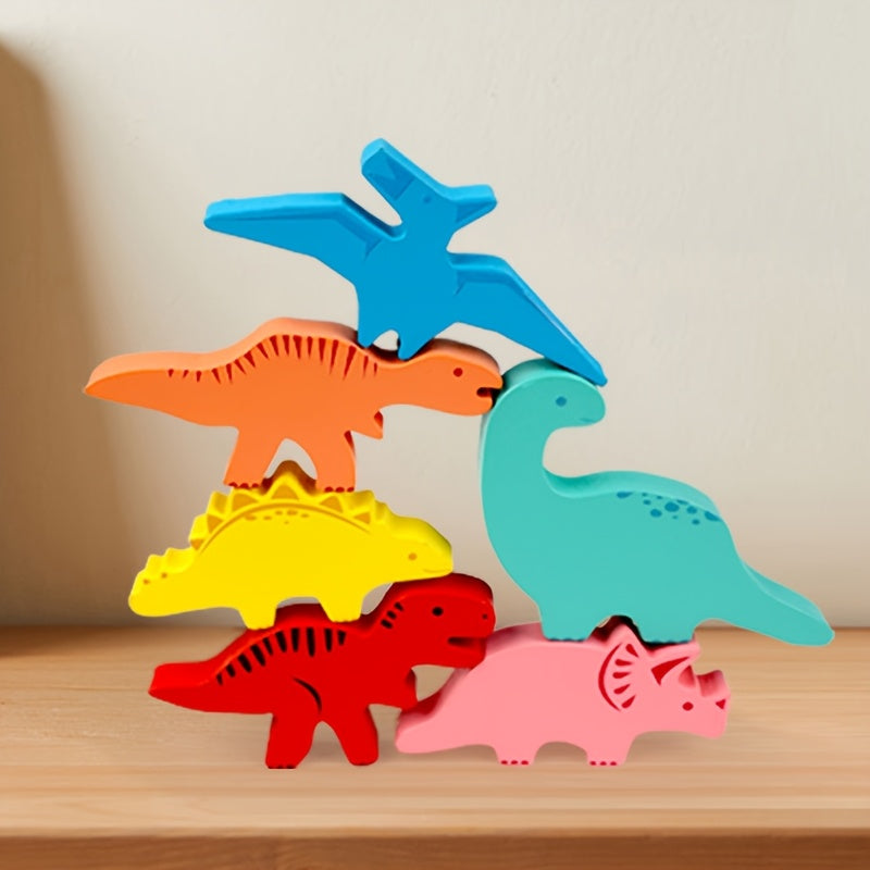 Colorful Dinosaur Stacking Game – Wooden Balance Challenge for Kids & Parents - Kid Zone