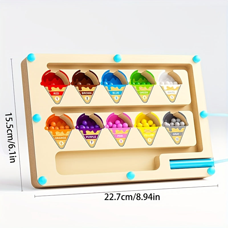 Wooden Color Sorting Maze – Interactive Educational Learning Board - Kid Zone